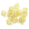 Golden Iron Wire Pendant - Hollow Round - 15x14mm - 5 per bag