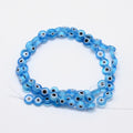 Handmade Evil Eye Dodger Blue Lampwork Bead - Flat Round - 6x3mm - Appx 65 per strand