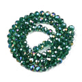 Green AB Electroplate Glass Beads - Faceted Rondelle - Green - 6x5mm - Appx 80 per strand