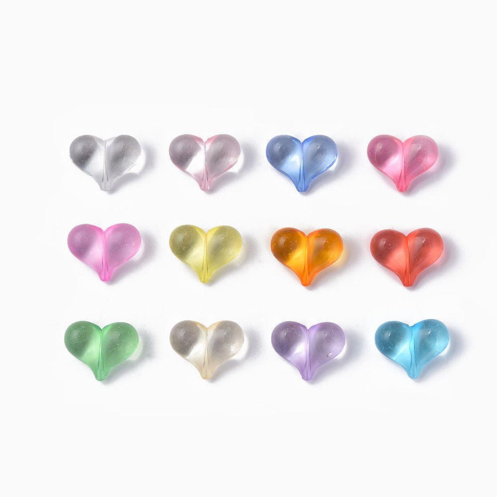 Mixed Color Transparent Acrylic Beads - Heart