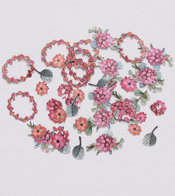 Floral Pattern Paper Cabochons - Mixed Shapes - 3-8x2-6x0.1mm - Appx 50 per box