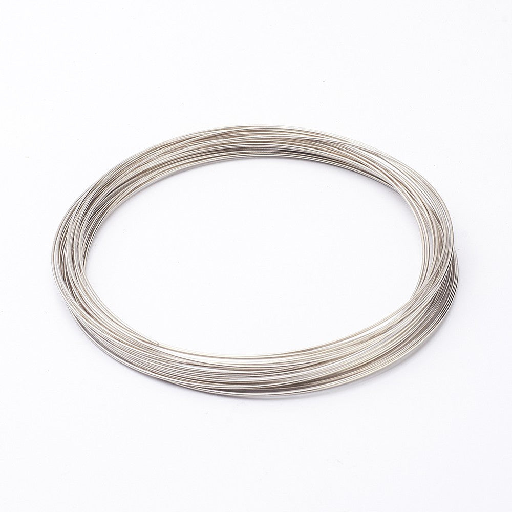 Carbon Steel Memory Wire, for Collar Necklace - Platinum - 18 Gauge - 5 Coils