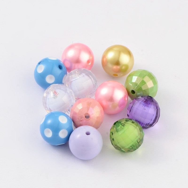 Mixed Color Chunky Acrylic Bubblegum Ball Beads - Round - 20mm - 5 per bag