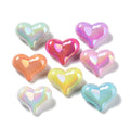 Mixed Color Uv Plating Opaque Acrylic - Iridescent Heart - 16.5x21x10mm - 6 Per Bag