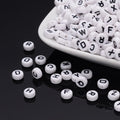 Acrylic Letter Beads- Flat Round - 7x4mm - 100 per bag