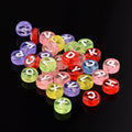 Mixed Color Transparent Acrylic Letter Beads - Flat Round - 7x3.5mm - 100 per bag