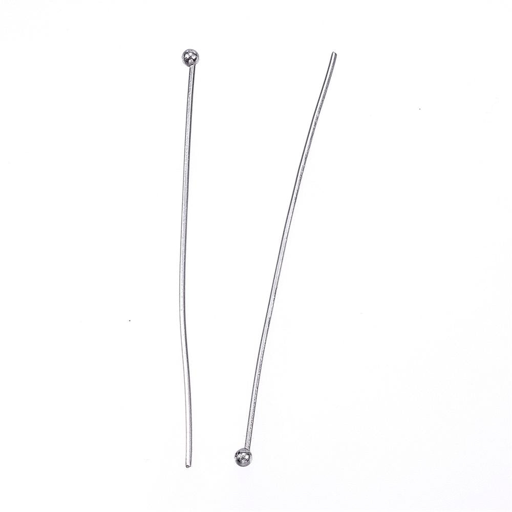 Tarnish Resistant 304 Stainless Steel Ball Head Pins - 50mm - 21 Gauge - 50 per bag