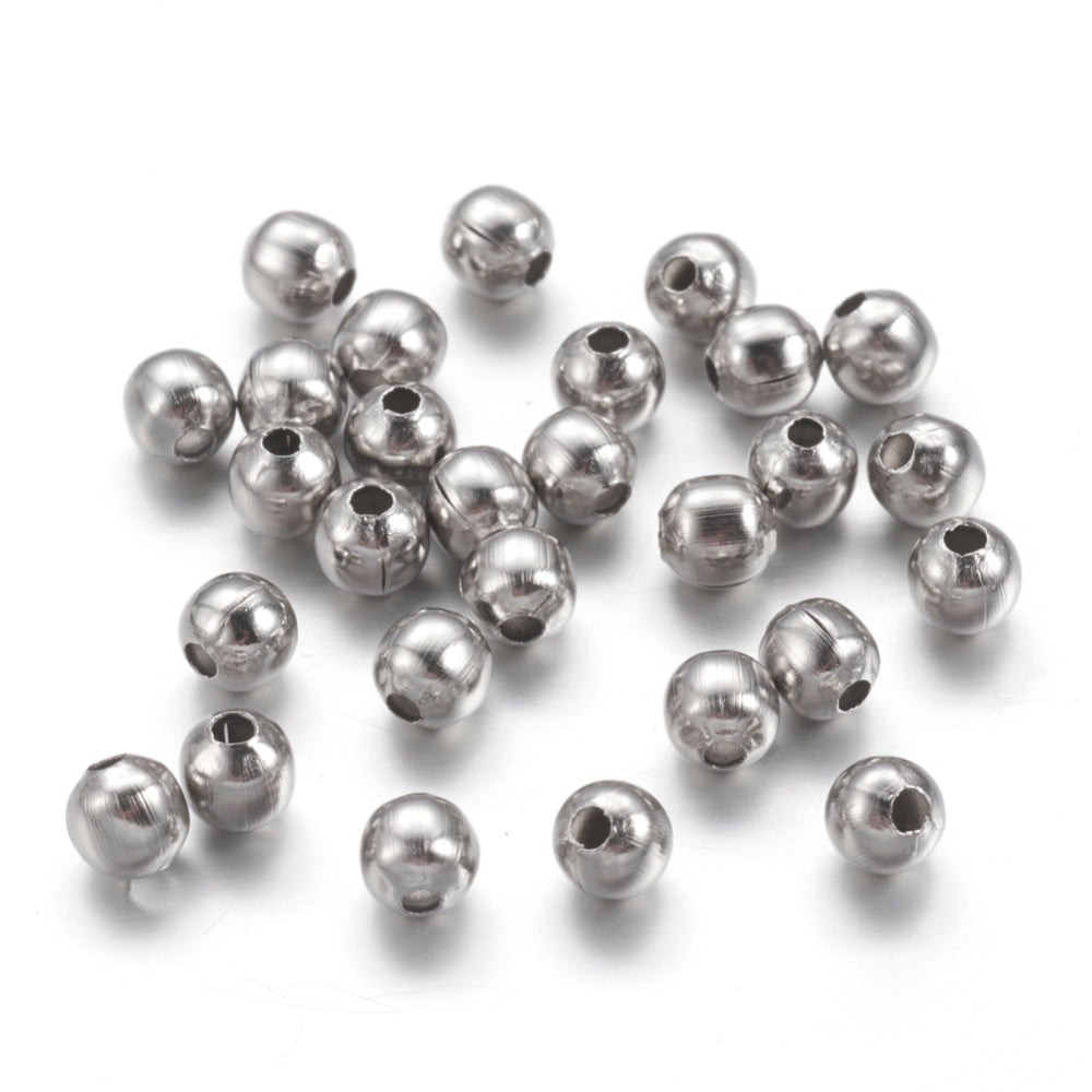 Tarnish Resistant 304 Stainless Steel Spacer Bead - Round - 4mm - 100 per bag