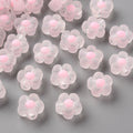 Pink Frosted Transparent Acrylic Beads - Bead in Bead Flower - 12x12.5x6mm - 25 per bag