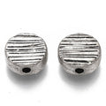 Antique Silver Textured Tibetan Style Alloy - Cadmium & Lead Free - Flat Round - 11x4mm - 6 per bag
