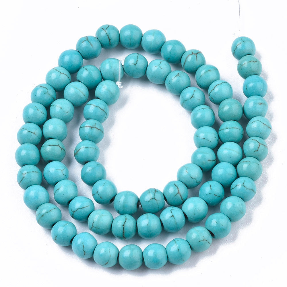Synthetic Turquoise Beads - Round - Turquoise - 6mm - Appx 60 per strand