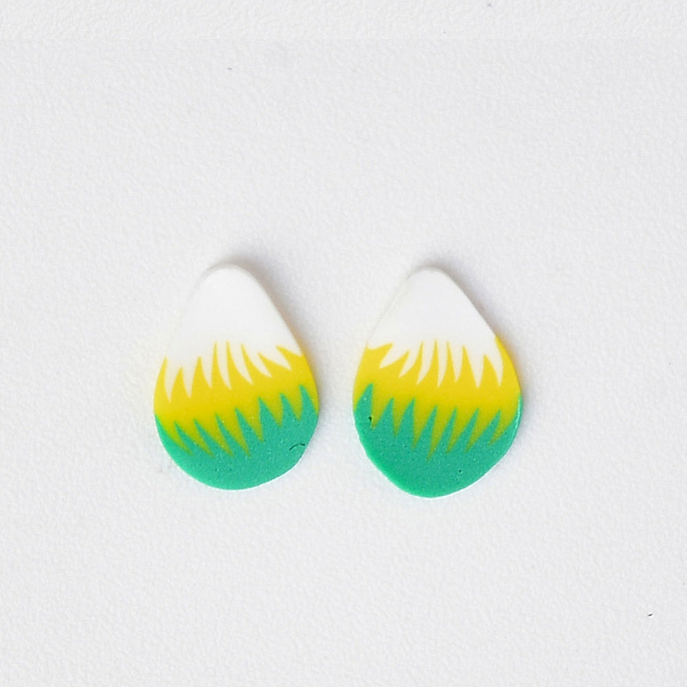 Handmade Polymer Clay  - Green Petal - 5-7.5x4-6x0.3-1mm - 10 grams per bag