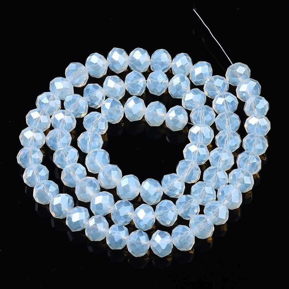 Light Blue Pearl Luster Plated Electroplate Glass - Faceted Rondelle - 8x6mm - Appx 68 per strand