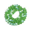 Green  Half AB Plated Transparent Frosted Glass Beads - Faceted Rondelle - 8x6mm - Appx 64 per strand