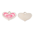 Pink Enamel Platinum Alloy Pendant - Heart - 14.5x19.5x2mm