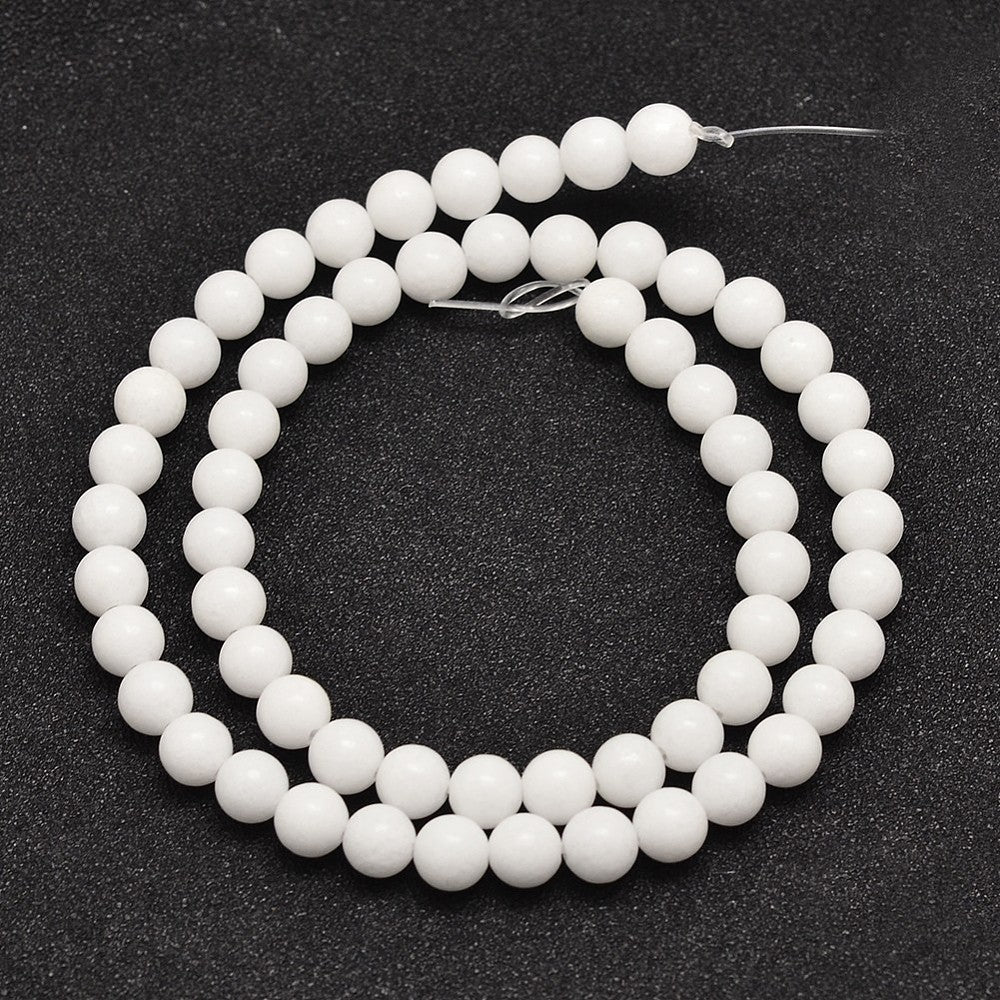 Natural White Malaysia Jade Beads - Round - 6mm - Appx 59 per strand