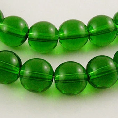 Green Glass Beads - Green - 10mm - Appx 30 per strand