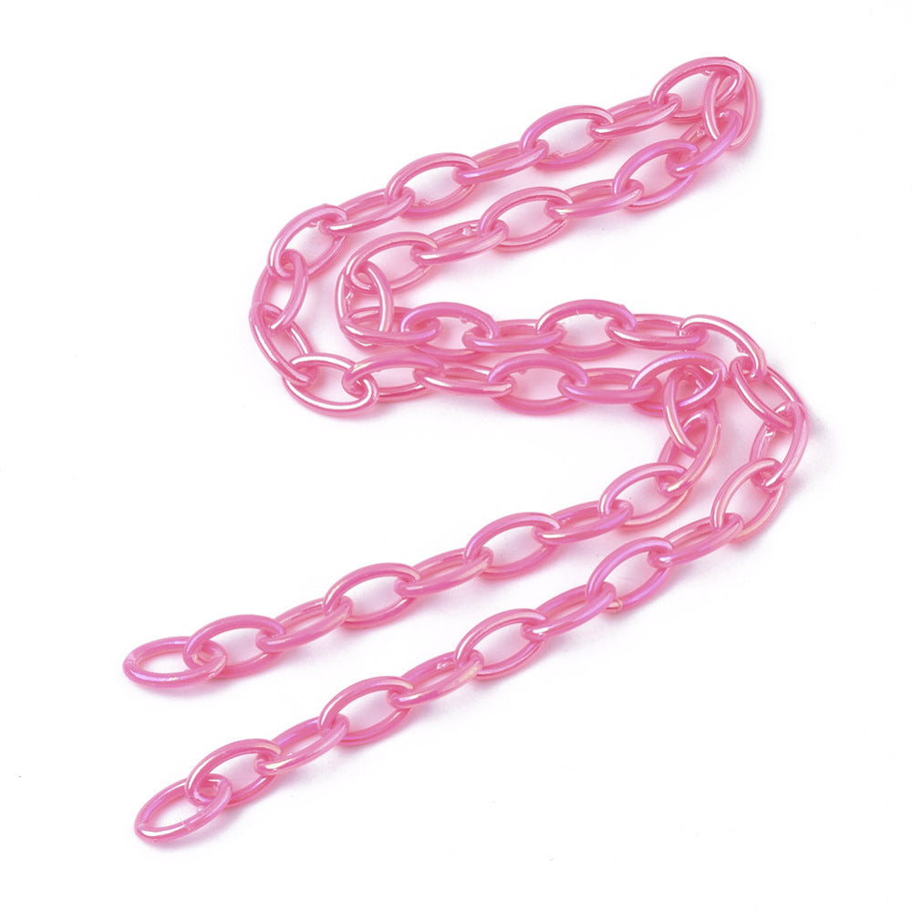 Hot Pink AB Acrylic Opaque Cable Chain