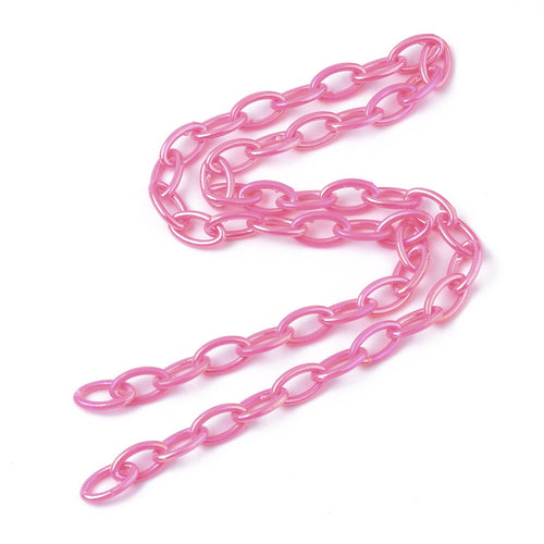 Hot Pink AB Acrylic Opaque Cable Chain