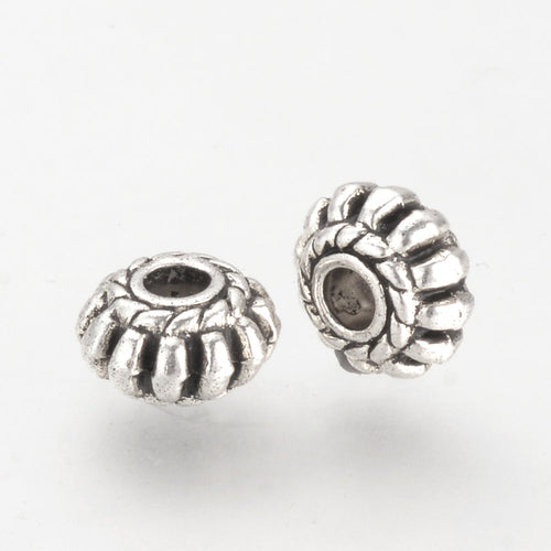 Antique Silver Tibetan Style Alloy Beads - Cadmium, Nickel & Lead Free - Lantern - 8x4.5mm - 15 per bag