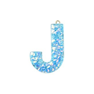 Deep Sky Blue Transparent Epoxy Resin Pendant - 41-45x11-57.5x7-9mm