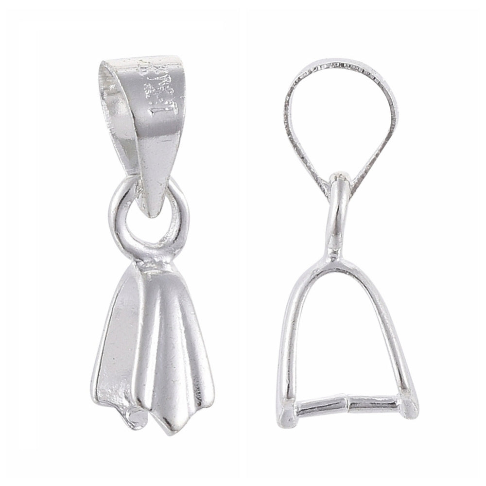Brass Ice Pick Pinch Bails - Silver - 11x5mm - 10 per bag