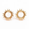 Real 18K Gold PlatedBrass Earring Findings with Loop - Nickel Free - Sun - 18.5mm - 2 per bag