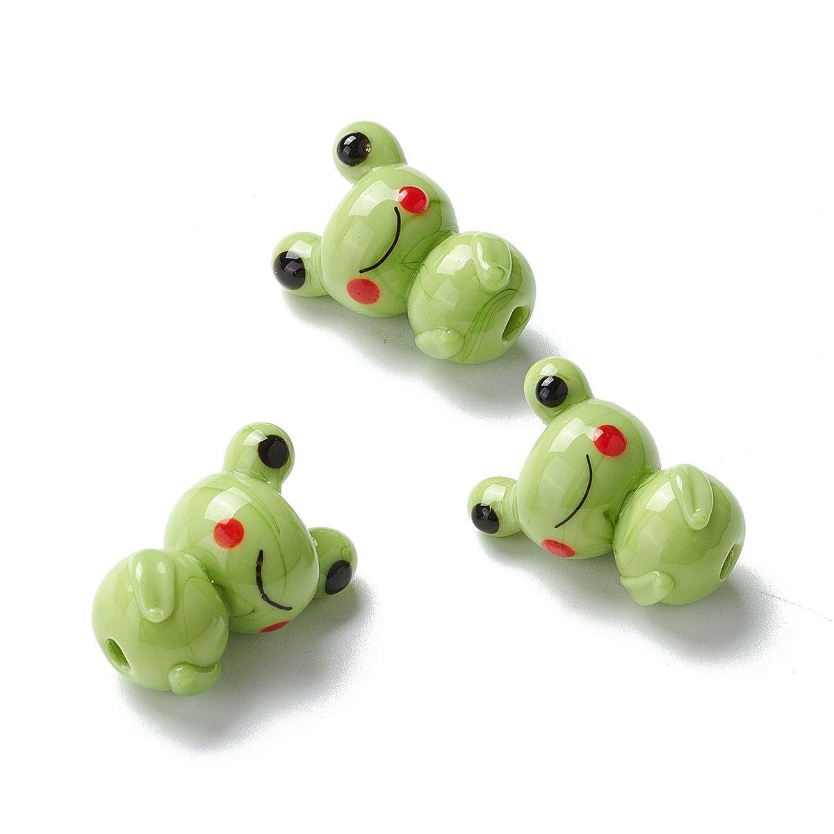 Handmade Yellow Green Lampwork Beads - Frog - 21-22.4x15.5-16x12.8mm