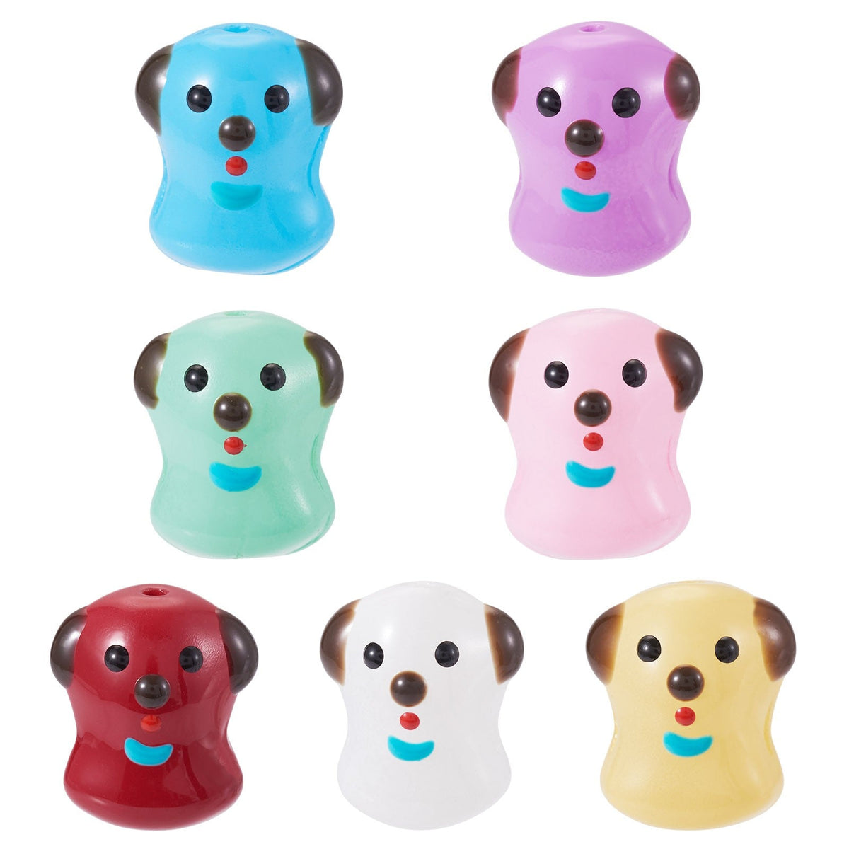 7 Colors Handmade Lampwork Enamel Beads, Dog - 20-20.5x16.5-17.5x13.5-14.5mm