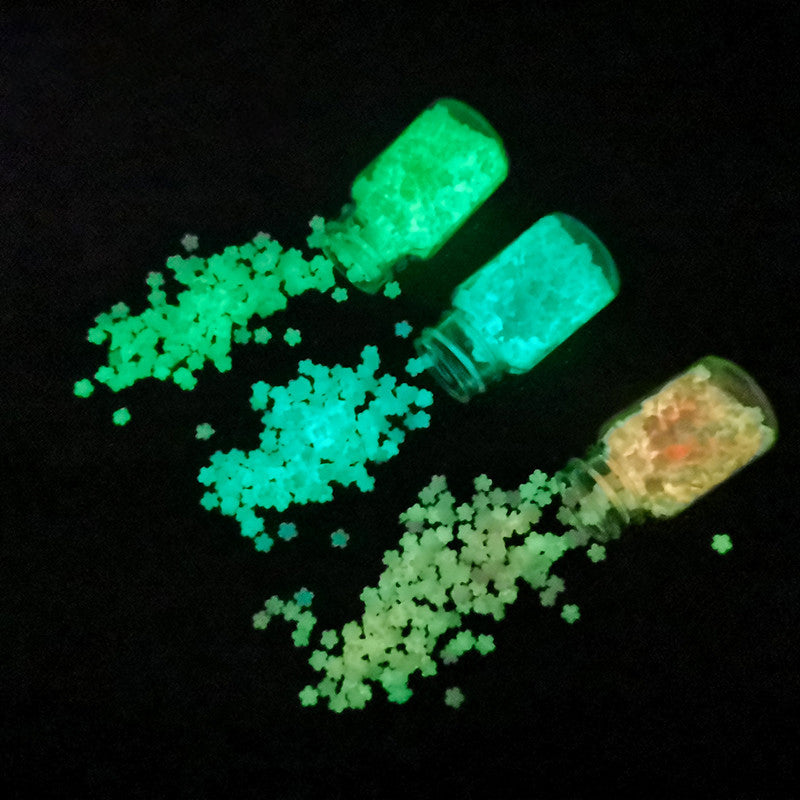 White Luminous Handmade Polymer Clay Cabochons - Sakura - 5x5x1mm -