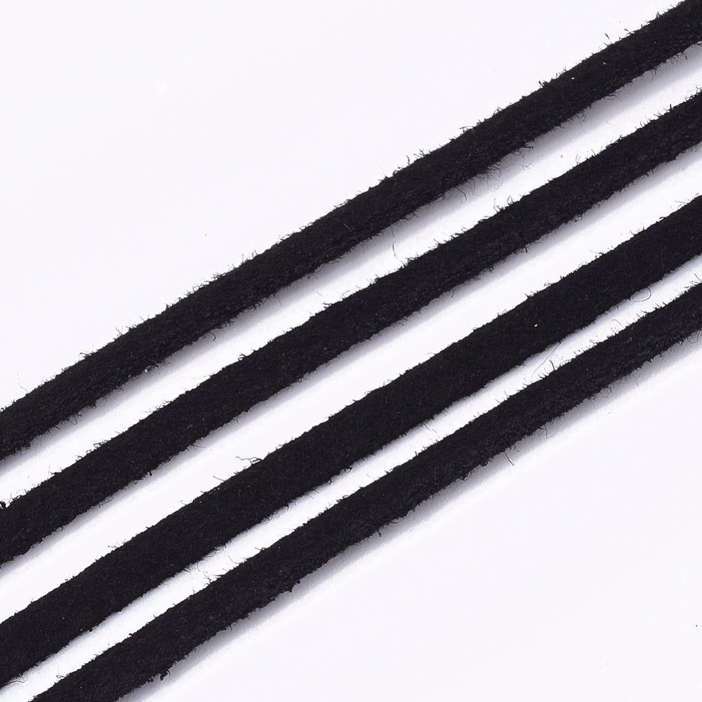 Black Faux Suede Cord - 2.5-2.8x1.5mm - 1M