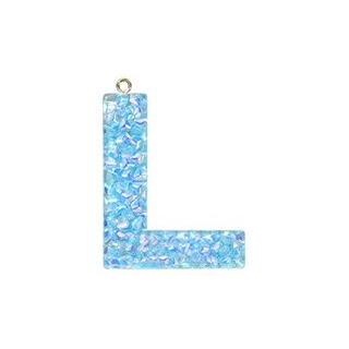 Deep Sky Blue Transparent Epoxy Resin Pendant - 41-45x11-57.5x7-9mm