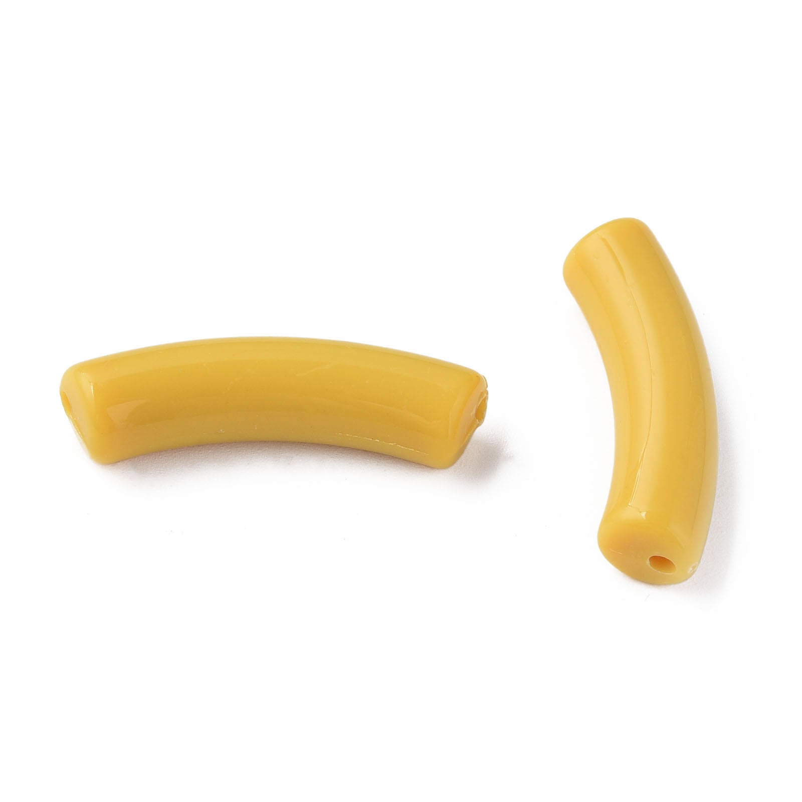 Dark Goldenrod Opaque Acrylic Bead - Curved Tube - 32x10x8mm - 6 per bag