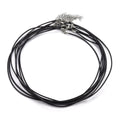 Round Leather Cord Necklace with 304 Stainless Steel Lobster Claw Clasps and Extender Chain - Black - 18.1 inch - 2mm