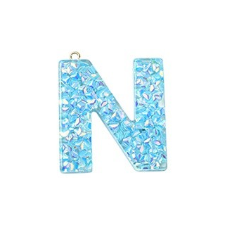 Deep Sky Blue Transparent Epoxy Resin Pendant - 41-45x11-57.5x7-9mm