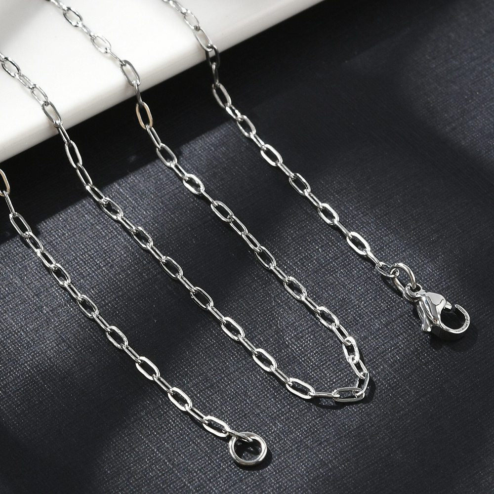 Non-Tarnish 304 Stainless Steel Paperclip Chain Necklace with Lobster Claw Clasp - 17.72 inch