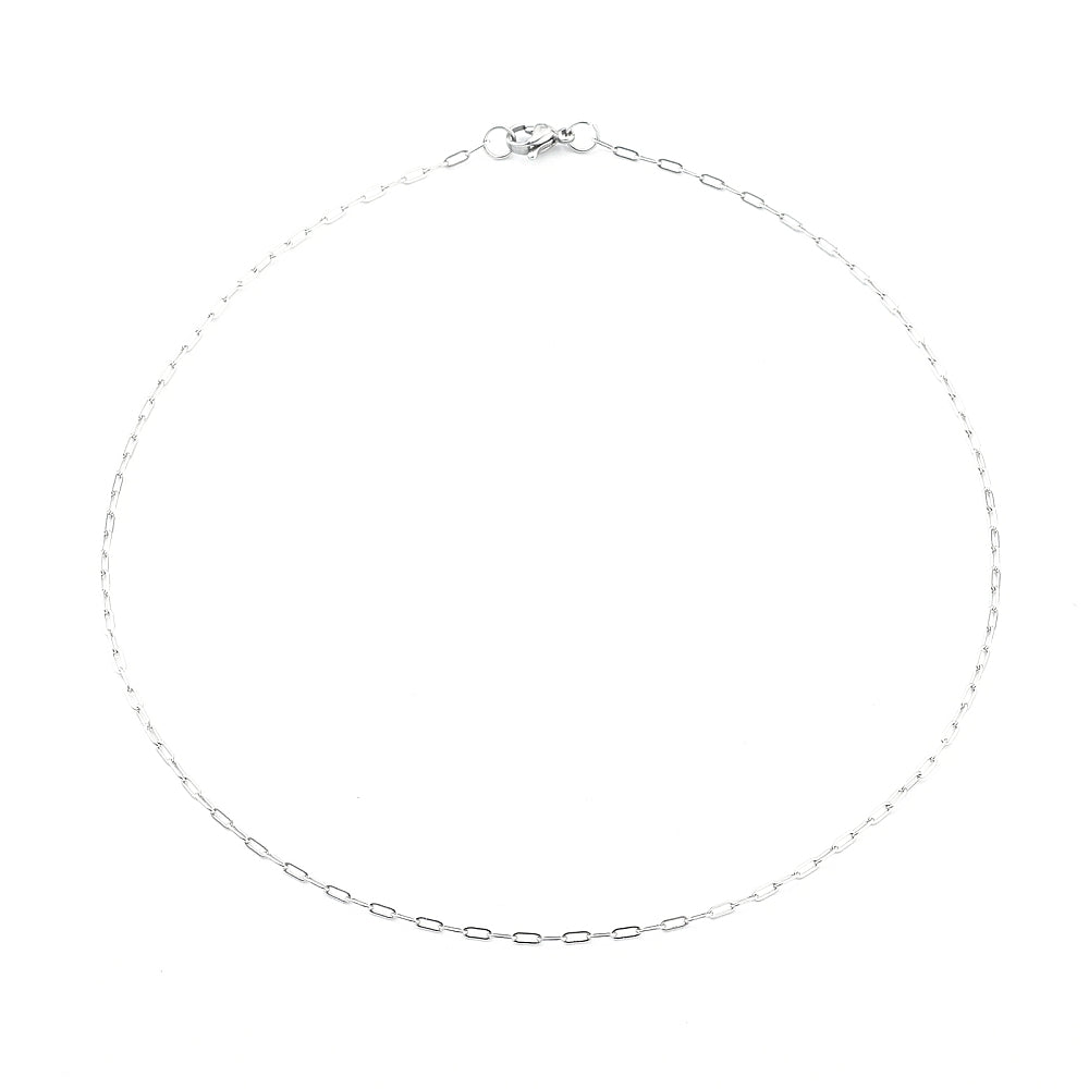 Non-Tarnish 304 Stainless Steel Paperclip Chain Necklace with Lobster Claw Clasps - 19.69 inch - 2 per bag