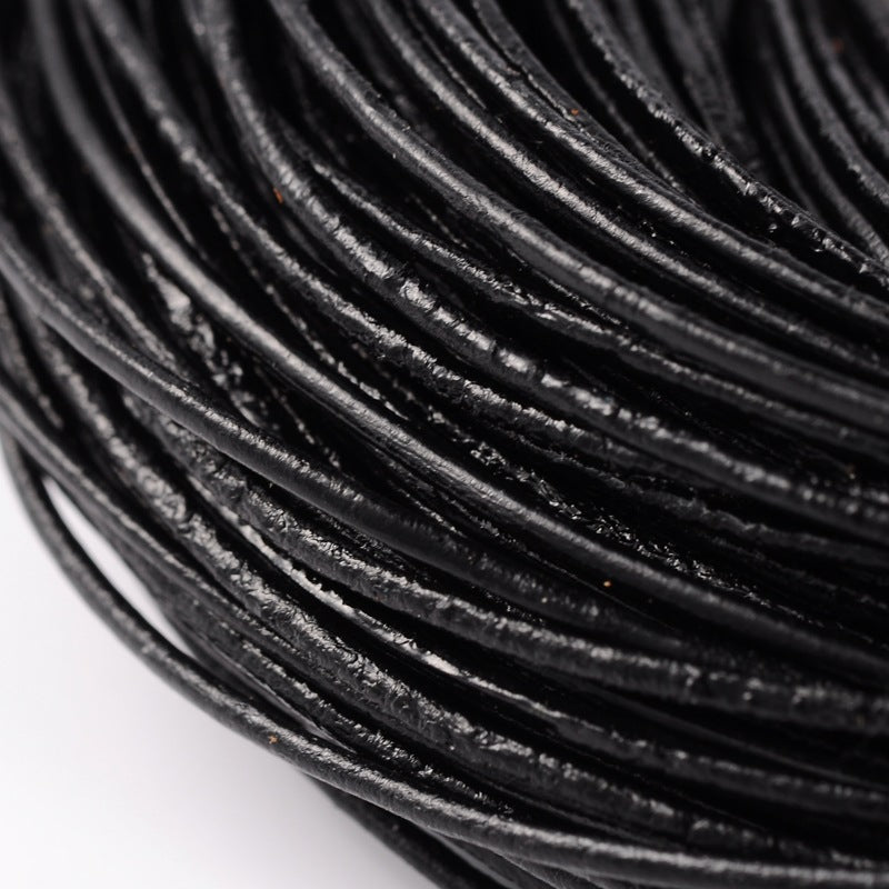 Black Cowhide Leather Cord - 1.5mm - 1 meter per bag