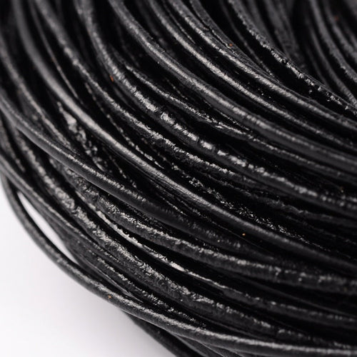 Black Cowhide Leather Cord - 1.5mm - 1 meter per bag