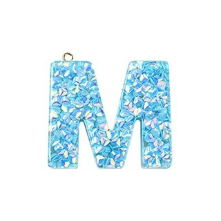 Deep Sky Blue Transparent Epoxy Resin Pendant - 41-45x11-57.5x7-9mm