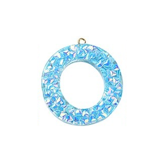 Deep Sky Blue Transparent Epoxy Resin Pendant - 41-45x11-57.5x7-9mm