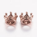 Antique Rose Gold Tibetan Style Alloy Beads - Crown - 10.5x7mm - 3 per bag