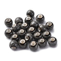 Handmade Black Porcelain Beads - Round - 6-7x5-6mm - 15mm per bag