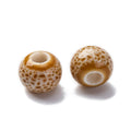 Handmade Tan Porcelain Beads - Round - 6-7x5-6mm - 15 per bag