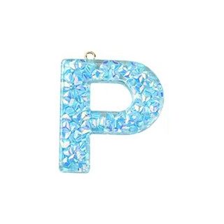 Deep Sky Blue Transparent Epoxy Resin Pendant - 41-45x11-57.5x7-9mm