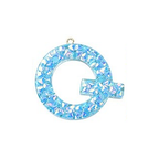 Deep Sky Blue Transparent Epoxy Resin Pendant - 41-45x11-57.5x7-9mm