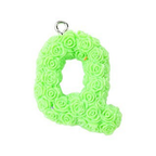 Rose Letter Opaque Resin Pendant with Platinum Tone Iron Loop - 30-34x10-33x6-8mm