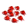 Red Transparent Resin Pendants with Golden Iron Loop - Melting Heart - 30.5x21x7mm - 2 per bag