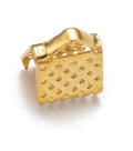 Gold Iron Ribbon Crimp Ends -  6x6mm - 10 per bag