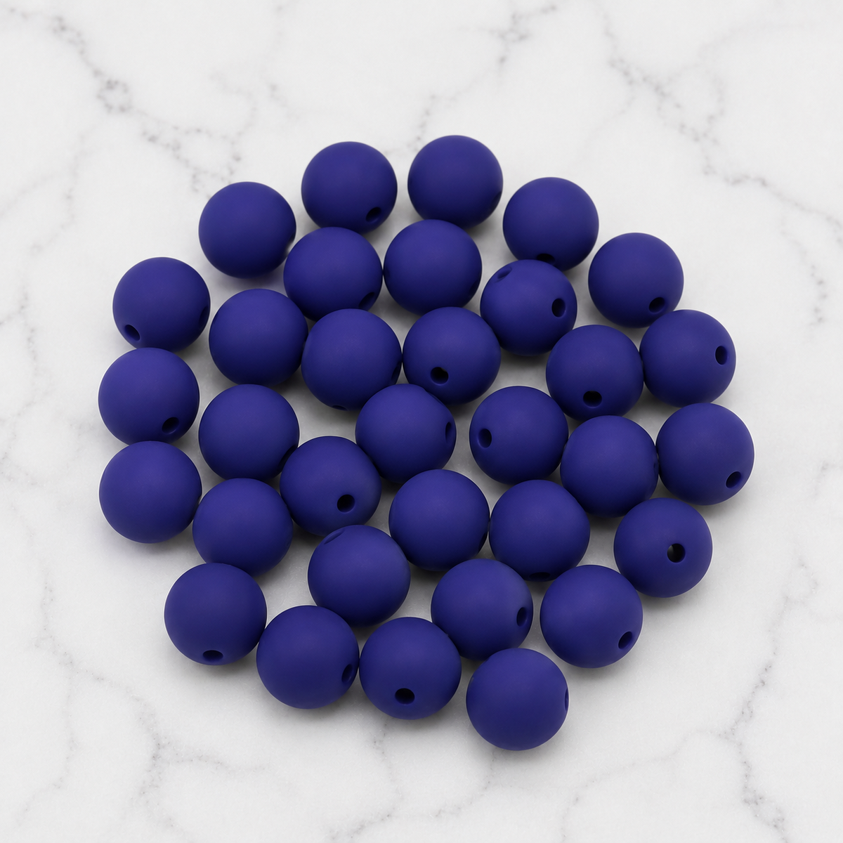Five-pack of midnight sapphire deep blue 9mm round silicone beads